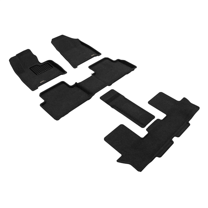Hyundai Santa Fe Floor Mat Set - Front Rear and Third Row - 3D MAXpider - Elegant Series - Black - `24-`26